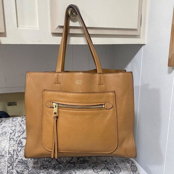 Vince Camuto ELVAN-TO Pebbled Leather Tote in Walnut Brown Large - Picture 2 of 8